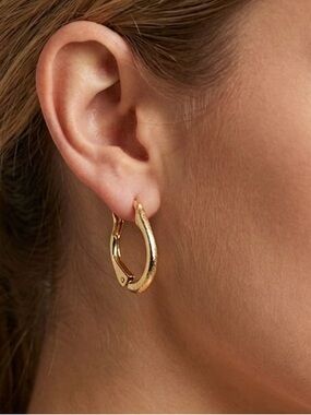 Gold-Tone Tapered Oval Hoop Earrings